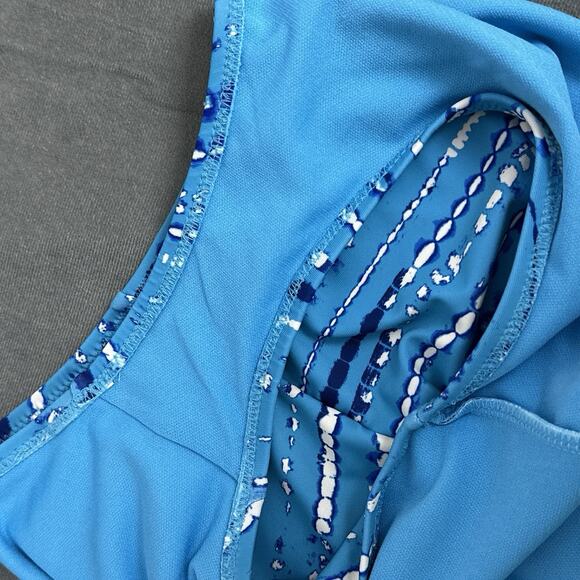 Lands’ End Girls Size 8 Medium Swimsuit One Piece Blue Dot Stripes Bathing Suit - Picture 7 of 7